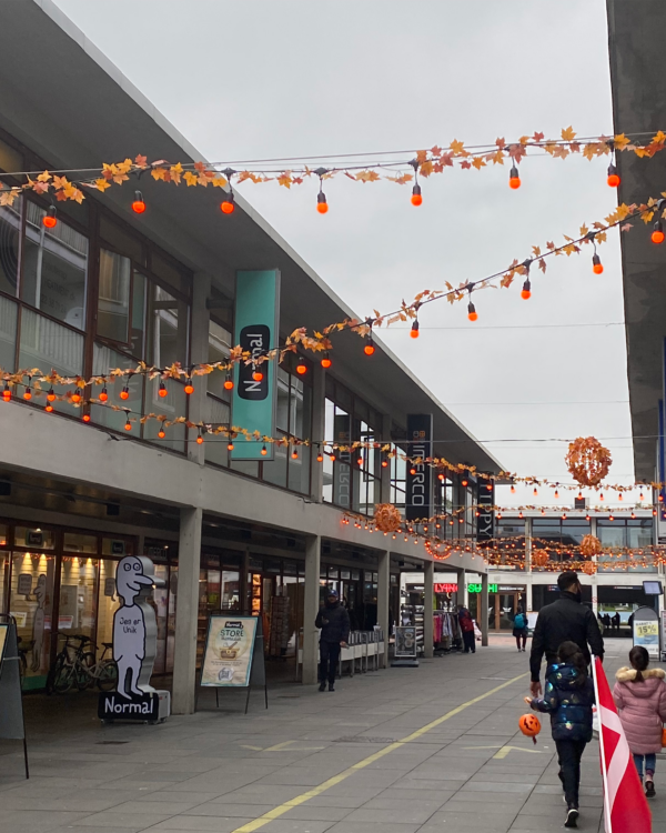 Festoonlyskæde 10m, orange LED m. blade