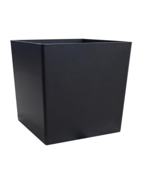 Sort juletræsskjuler i metal, 40 cm høj.