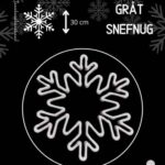 Gråt snefnug i bioprint 30 cm Grå