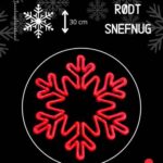 Rødt snefnug i bioprint 30cm Rød
