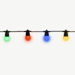 Multifarvet festoonlyskæde m. solceller og strømforsyning 4,5m Multicolor LED