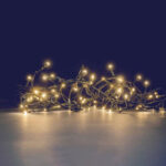 Solcelle lyskæde med varm hvid LED (statisk / flash) 10m, 100 LED Varm hvid LED, statisk lys