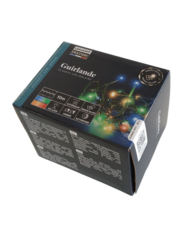 Solcelle lyskæde med multifarvet LED (statisk + flash) 10m