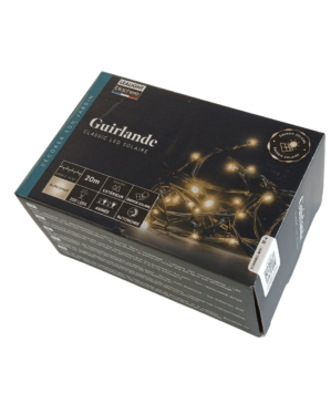 Solcelle lyskæde med varm hvid LED (statisk + flash) 20m