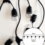 Party festoon-lyskæde 10m, E27 LED, 0,4 meter afstand mellem LED-pærerne, startp Varm hvid LED