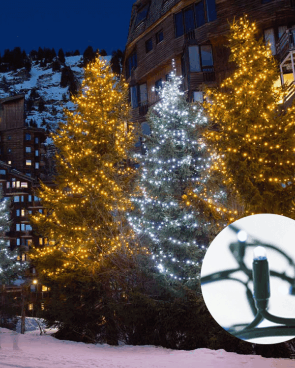 Sparklight LED lyskæde, 20m, IP66, grønt kabel, 200 LED, statisk