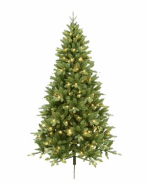 Naturtro kunstigt juletræ med PVC grene og formonterede LED lyskæder.