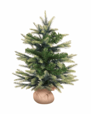 Mini juletræ i jute med grene af PE og PVC.
