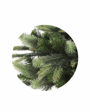 Nærbillede af mini juletræs grene i PE og PVC mix.