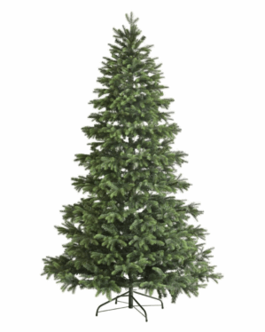 Kunstigt juletræ med mange grene i PE og PVC.