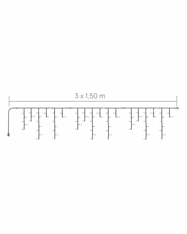 tegning af lyskæde med 0,6 meter høje istapper.