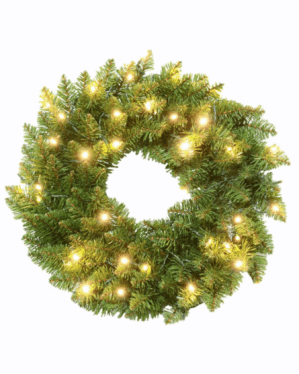 Billig kunstig grankrans med LED lys