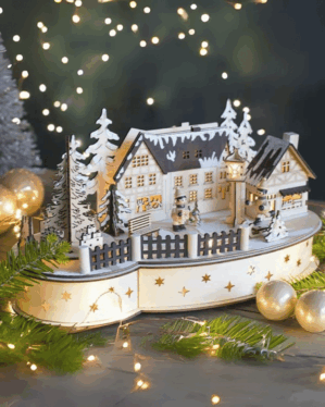 lysende julelandsby julepynt