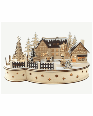 miniature julelandsby i træ