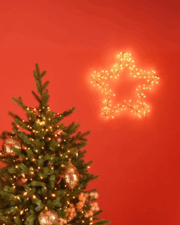 Pyntet juletræ og lysende julestjerne
