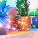 Solcelledrevet lyskæde med 200 multifarvede micro LED , 20m Multicolor LED, statisk lys