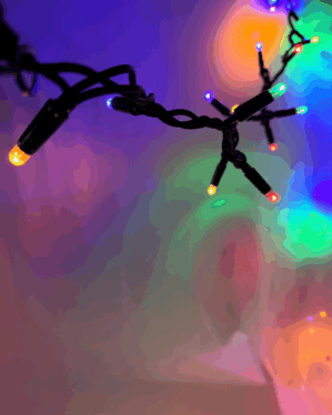 Professionelt multifarvet lyskæde med sort kraftig ledning.