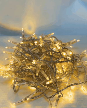 Professionel lyskæde på 15 meter med transparent ledning og varm hvid LED