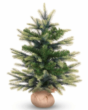 Mini juletræ i jute med grene i pe og pvc.