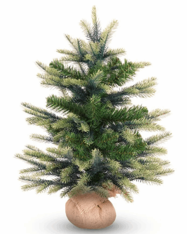 Mini juletræ i jute med grene i pe og pvc.