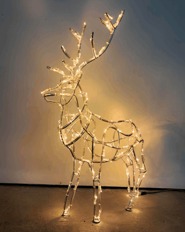 Miniature kronhjort i aluminium med LED lyskæde.