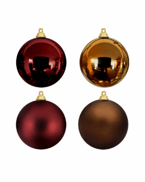 Plastik julekugler i farverne burgundy og mokka