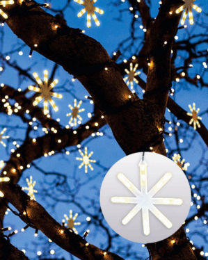 Stort træ med lysende stjerner med animation