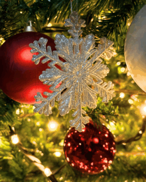 Sølv snefnug til juletræet.