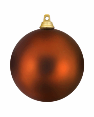 Mat kobberfarvet julekugle med blød, ensartet overflade og guldfarvet ophæng, velegnet til juletræer, dekorationer og professionelle juleinstallationer i hjem, butikker og offentlige miljøer
