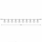 JadaLight PRO party lyskæde, hvid, 5 m, varm hvid, 230V, 10 LED Hvid