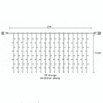 JadaLight PRO curtain light, B: 2 x H: 3 m, varm hvid, 600 LED, IP67, 2700K 3 m