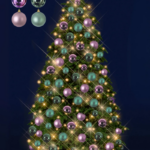 120 julekugler, Lavender & Moss Pear, dekorationskit til 180-240cm juletræ Lilla