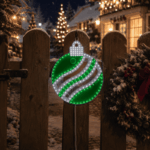 Julgekugle med lys, H: 40 cm, grøn LED Grøn LED, statisk lys, Kold hvid LED, statisk lys