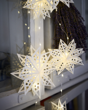 Uyuni LED paper star string, vanilla