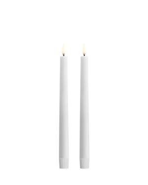 Uyuni LED taper candle nordic white, smooth, 2 pack, 2,3x25 cm