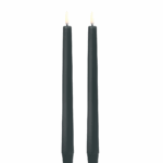 Uyuni LED taper candle, Pine green, smooth, 2-pack, 2,3x25 cm 