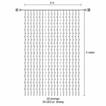 Curtain Light, L: 2 x H: 3 m, varm hvid, statisk lys, sort ledning 3 m