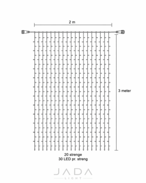 LED PRO lysgardin der er 2 meter langt og 3 meter bredt.