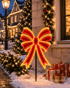 2D julesløjfe med LED placeret udendørs.
