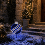 Julgekugle med lys, H: 40 cm, blå LED Blå LED, statisk lys, Kold hvid LED, statisk lys