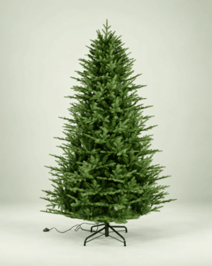 Grønt juletræ med mange grene.