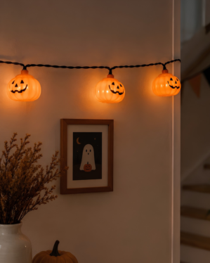 Halloween lyskæde med lysende græskar