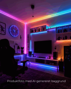 LED neon flex placeret i stuen.
